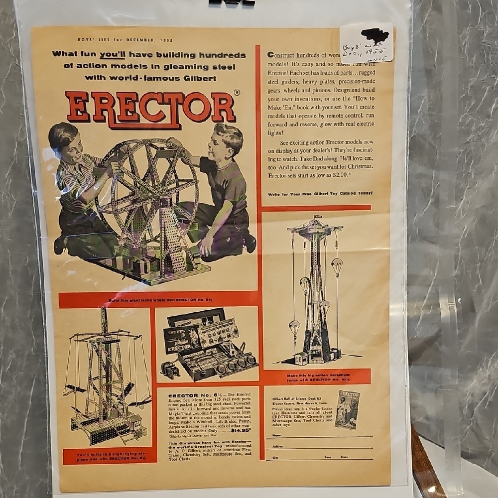 Vintage Goodyear Bike Tires Advertisement / Back Erector Set Advertisement 1955 - Picture 2 of 12